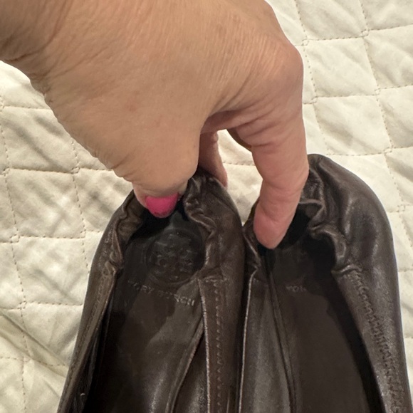 Tory Burch Dark Brown Flats with Gold Emblem - Picture 4 of 9